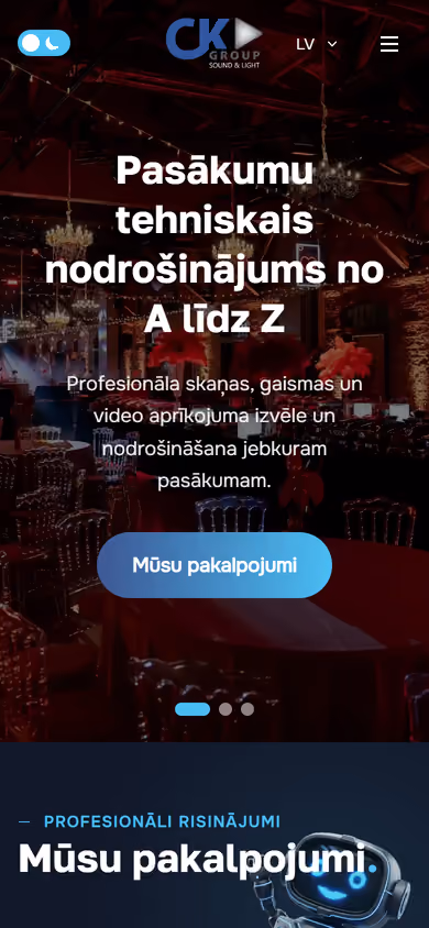 CK Group sākumlapa telefonā