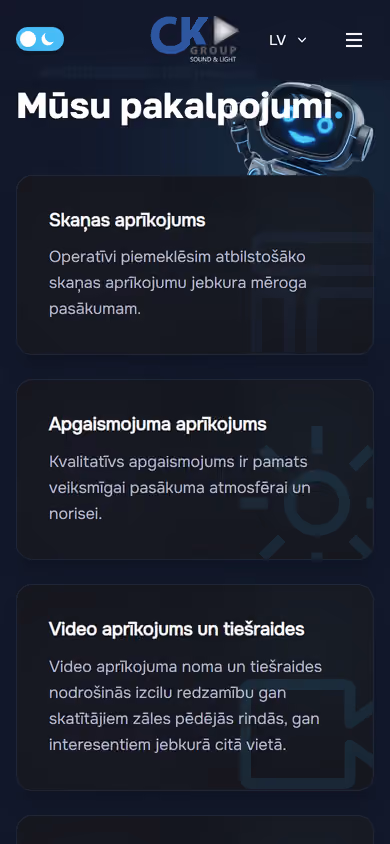 Pakalpojumu katalogs telefonā